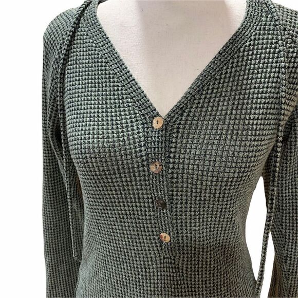 1804 Coin | Anthropologie Waffle Knit Hoodie Drawstring - Picture 3 of 8